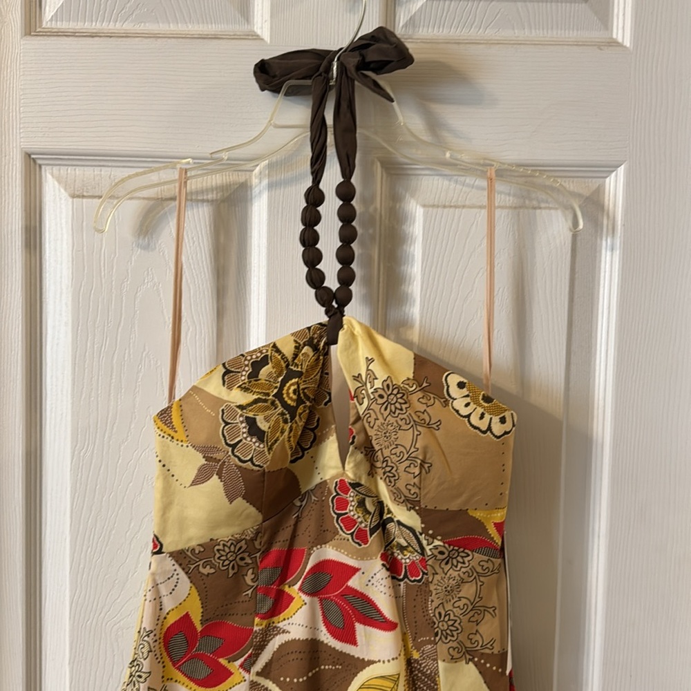 NWT flowery strapless dress with tie back neck - Picture 2 of 4